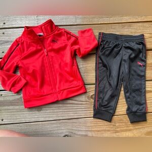 Infant baby toddler 12M Puma Kids Red and Black Tracksuit set